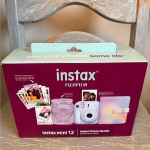 Fujifilm Instax Mini 12 Bundle - Blue Instax FujiFilm Camera and Purple Bag